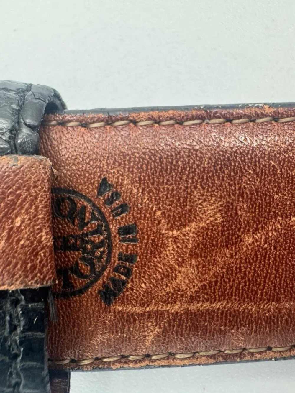 Torino Vintage Calcutta Lizard Leather Belt Black